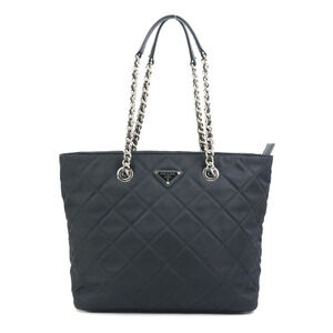 Prada quilted shoulder bag black silver